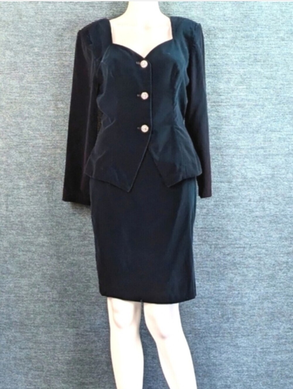 Vtg Niki Petites Velvet Skirt Set